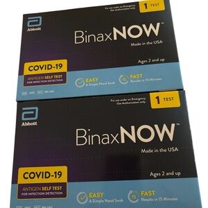 Bundle of 3 . BinaxNOW COVID-19 Antigen Self Test - Blue and Yellow